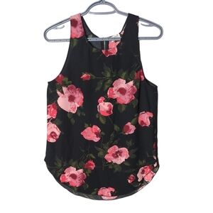 Aritzia Wilfred Sevres Floral Silk‎ Blend Black Sleeveless Top Blouse Small